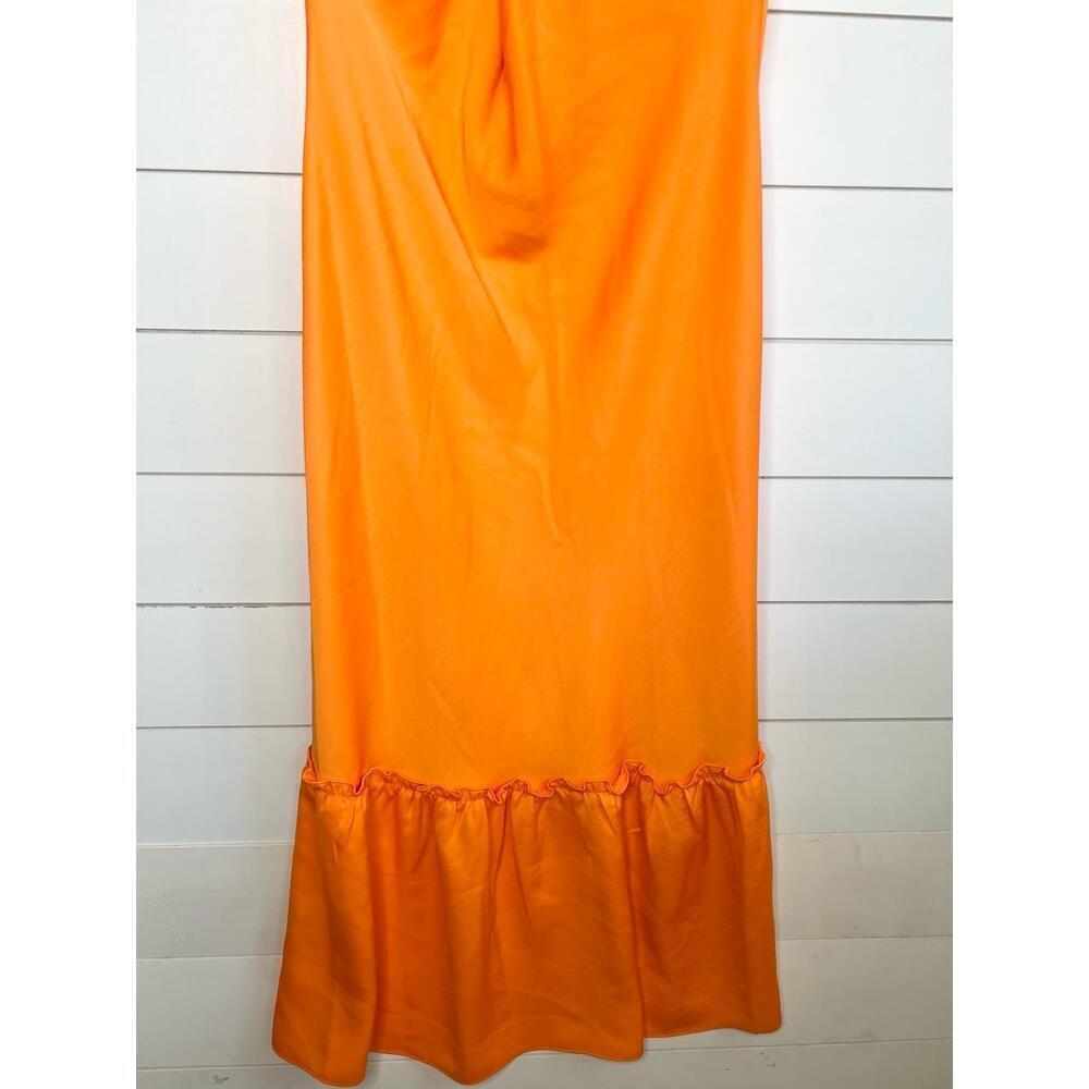 Karl Lagerfeld Paris Orange Spaghetti Straps Ruffled Bottom Cowl Slip Dress 12 - Picture 7 of 10